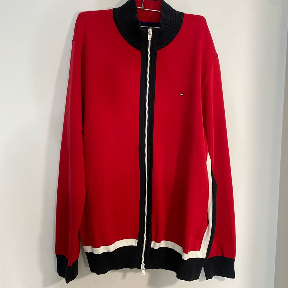 TOMMY HILFIGER Red and Black Track Jacket Size XL